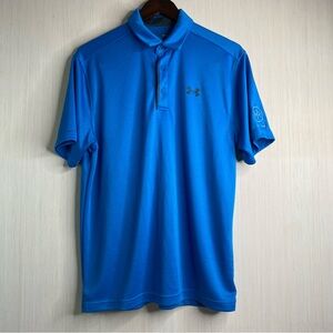 Under Armour Men's Tech Golf Loose Fit Short Sleeve Polo Blue Medium HRLAW Logo